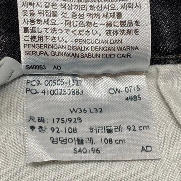 Levi's 505 Men's Black Grey Wash Jeans 36x32 Regular Fit Straight Leg 5 Pocket - Picture 10 of 15